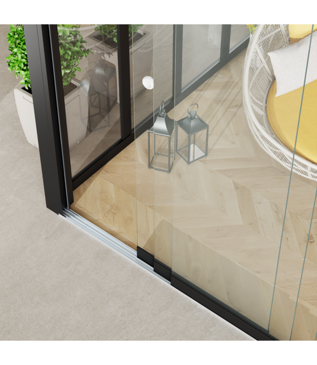 3-Rail Glazen Schuifwanden - Gehard Veiligheidsglas  (3x 82cm) - Breedte tot 242 cm