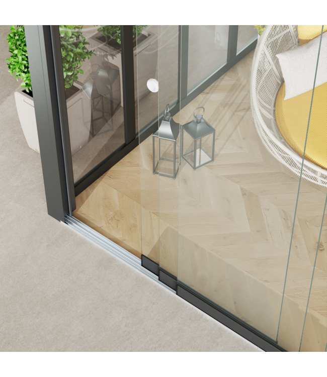 3-Rail Glazen Schuifwanden - Gehard Veiligheidsglas  (3x 82cm) - Breedte tot 242 cm