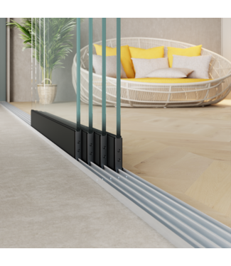 4-Rail tot 322 cm (4x 82cm) Glazen schuifwand Veiligheidsglas