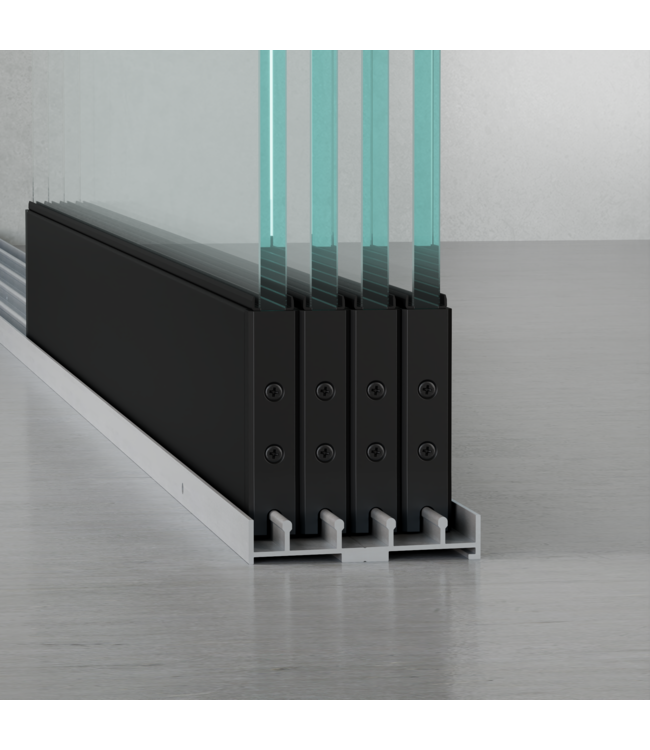 4-Rail Glazen Schuifwanden - Gehard Veiligheidsglas  (4x 98cm) - Breedte tot 386 cm