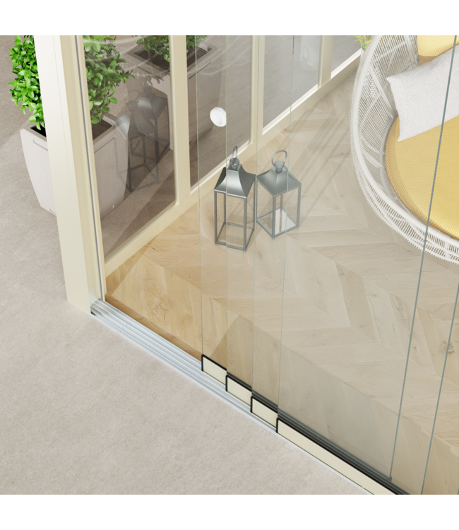 4-Rail Glazen Schuifwanden - Gehard Veiligheidsglas  (4x 103cm) - Breedte tot 406 cm