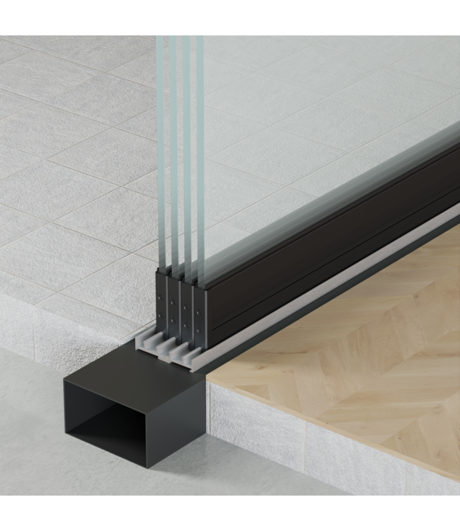 4-Rail Glazen Schuifwanden - Gehard Veiligheidsglas  (4x 103cm) - Breedte tot 406 cm