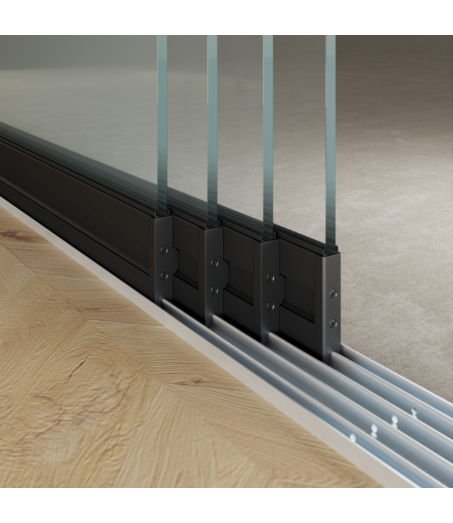 4-Rail Glazen Schuifwanden - Gehard Veiligheidsglas  (4x 98cm) - Breedte tot 386 cm