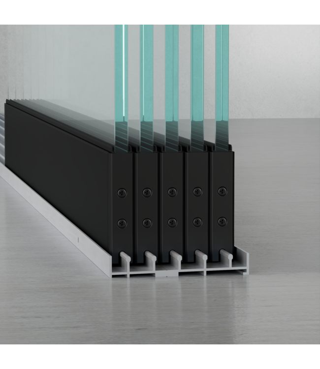 5-Rail Glazen Schuifwanden - Gehard Veiligheidsglas  (5x 90cm) - Breedte tot 442 cm