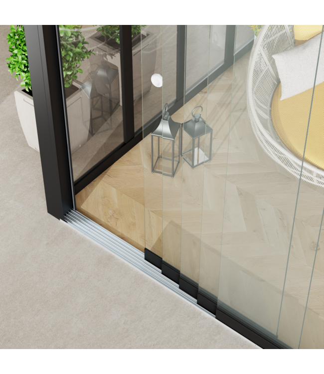 5-Rail Glazen Schuifwanden - Gehard Veiligheidsglas  (5x 90cm) - Breedte tot 442 cm