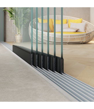 6-Rail tot 608 cm (6x 103cm) Glazen schuifwand Veiligheidsglas