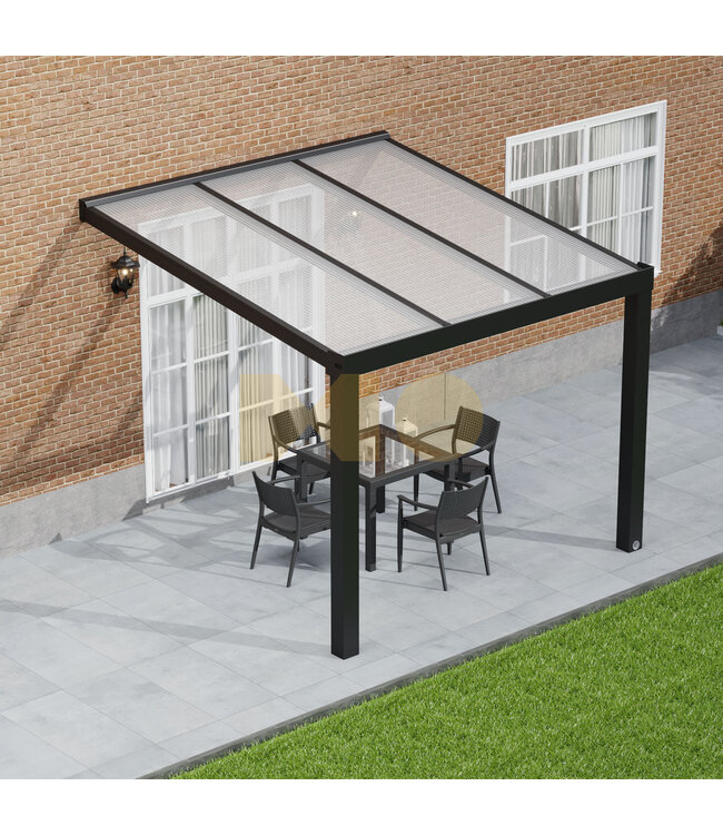 Terrasoverkapping met Polycarbonaat dak 306x350 cm
