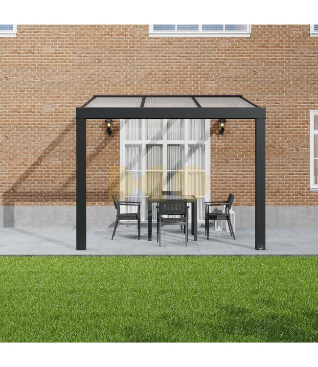 Terrasoverkapping met Polycarbonaat dak 306x400 cm