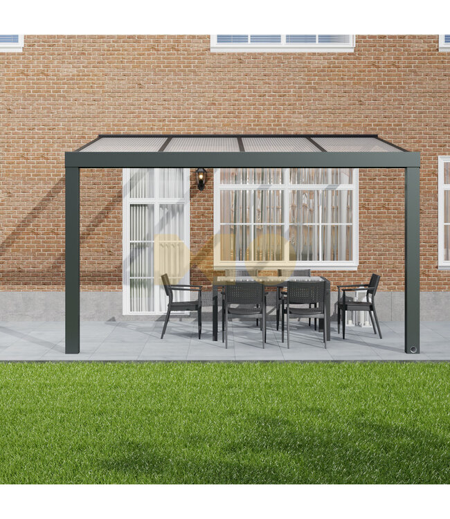 Terrasoverkapping met Polycarbonaat dak 406x250 cm