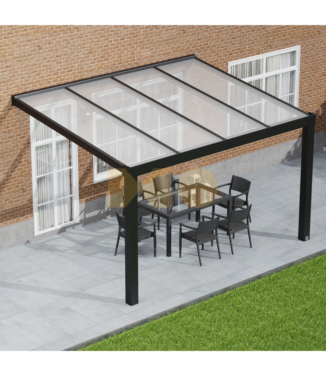 Terrasoverkapping met Polycarbonaat dak 406x400 cm