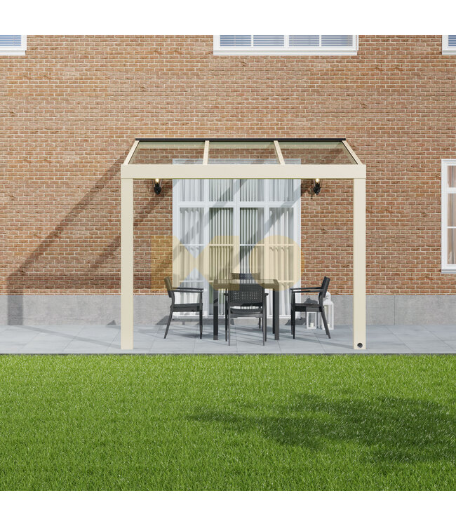 Terrasoverkapping met Glazen dak 306x250 cm