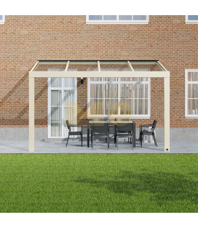 Terrasoverkapping met Glazen dak 406x400cm