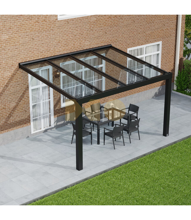 Veranda met Glazen dak 406x350 cm