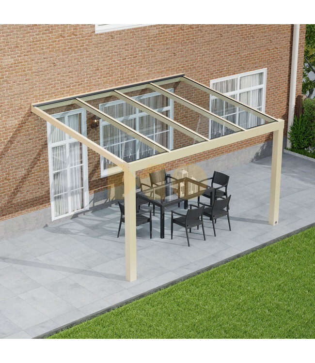 Terrasoverkapping met Glazen dak 406x250 cm