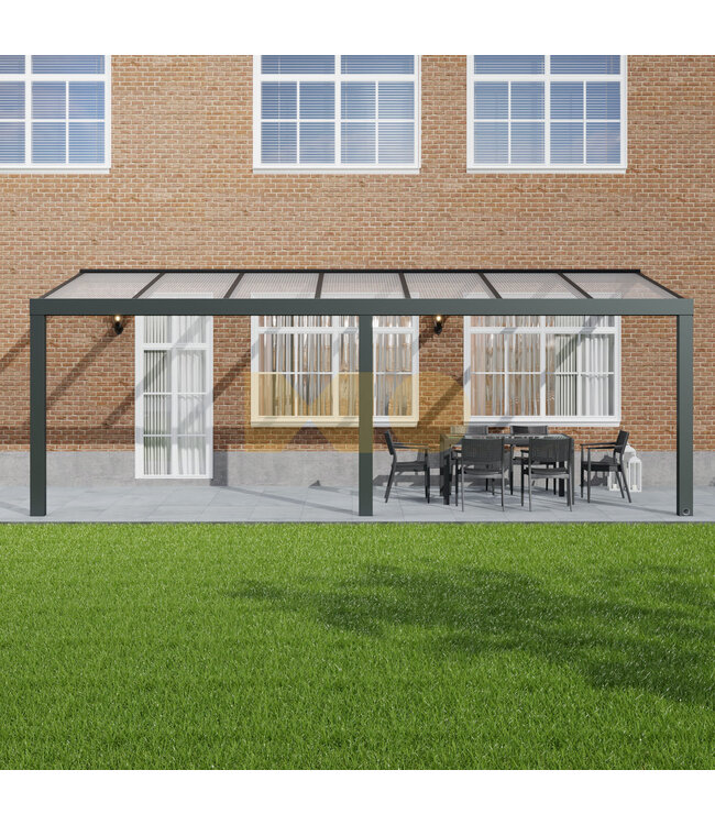 Terrasoverkapping met Polycarbonaat dak 706x250 cm
