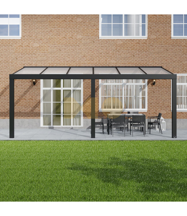 Terrasoverkapping met Polycarbonaat dak 606x350 cm