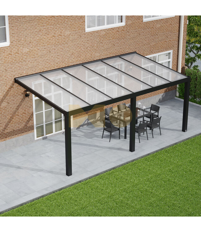 Terrasoverkapping met Polycarbonaat dak 606x350 cm