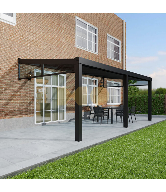 Terrasoverkapping met Glazen dak 606x200 cm