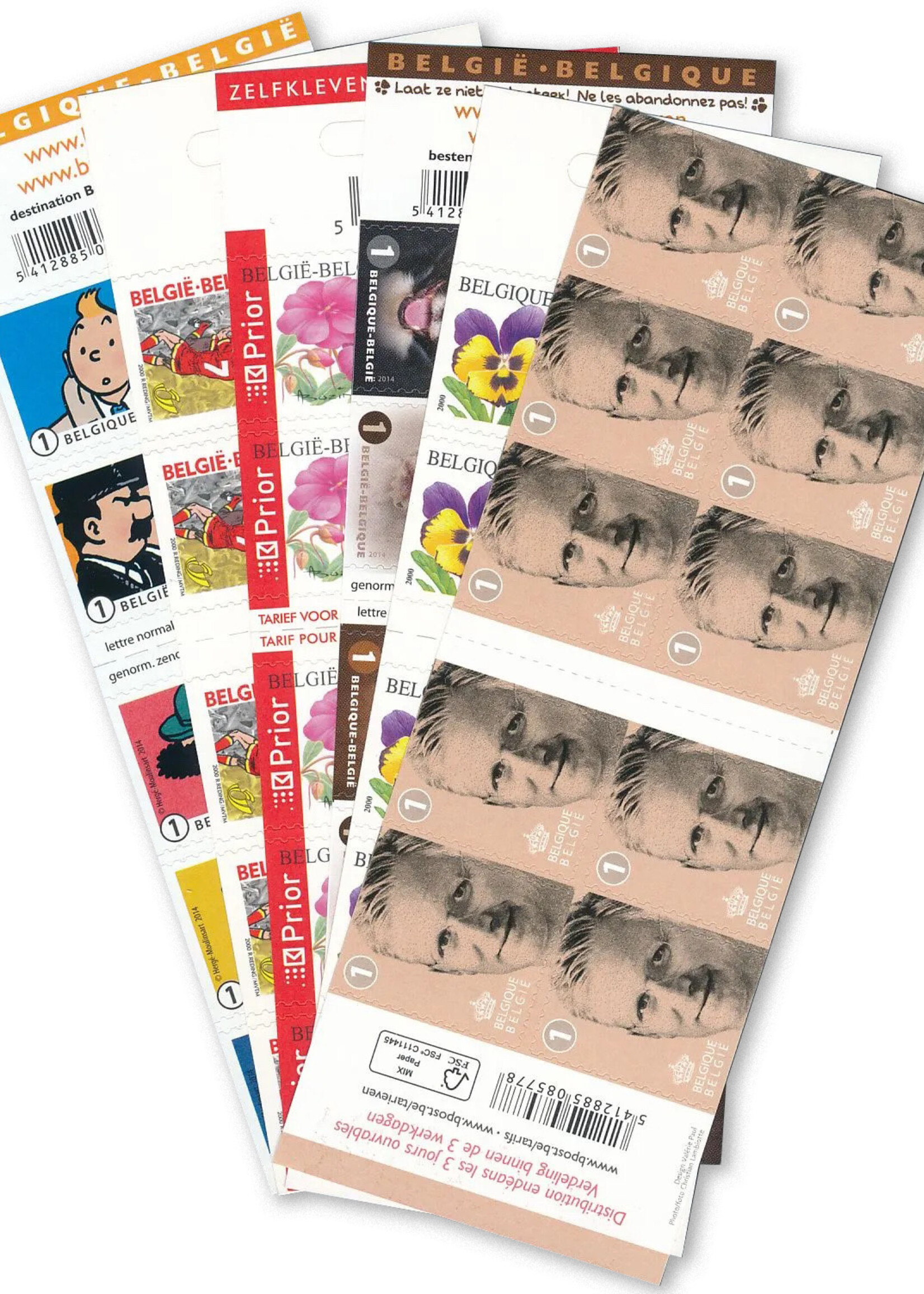 Carnet de 10 timbres-poste autocollants - Tarif 1, Belgique