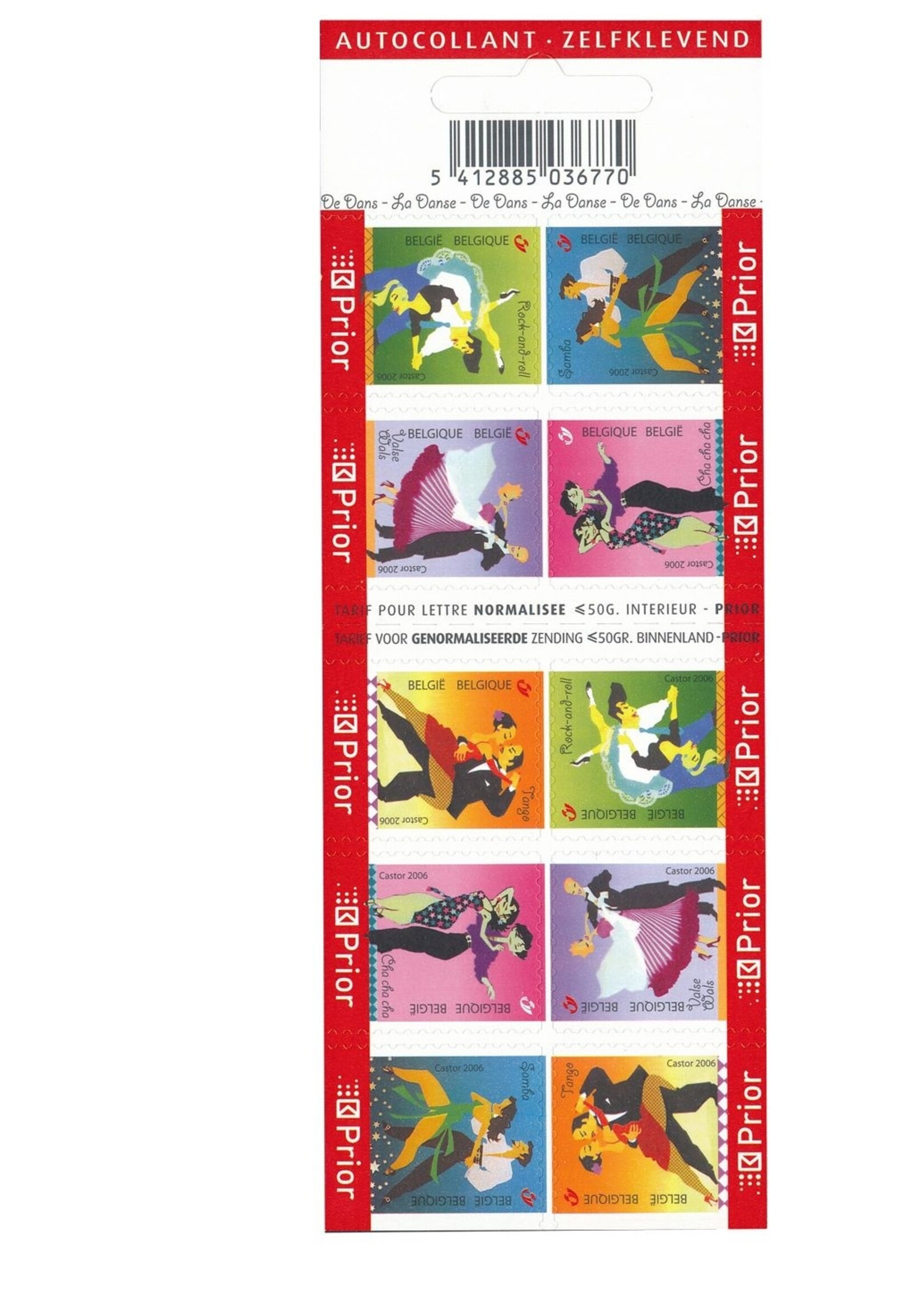 Thème Mariage - Carnet de 10 timbres autocollants - Tarif 1, Belgique
