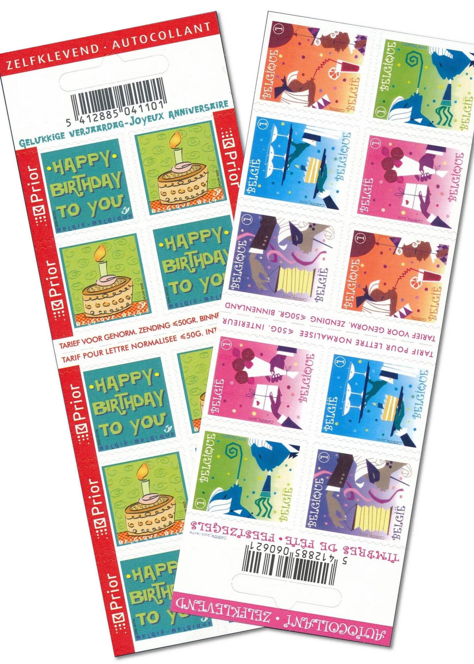 Thème Anniversaire - Carnet de 10 timbres autocollants - Tarif 1, Belgique