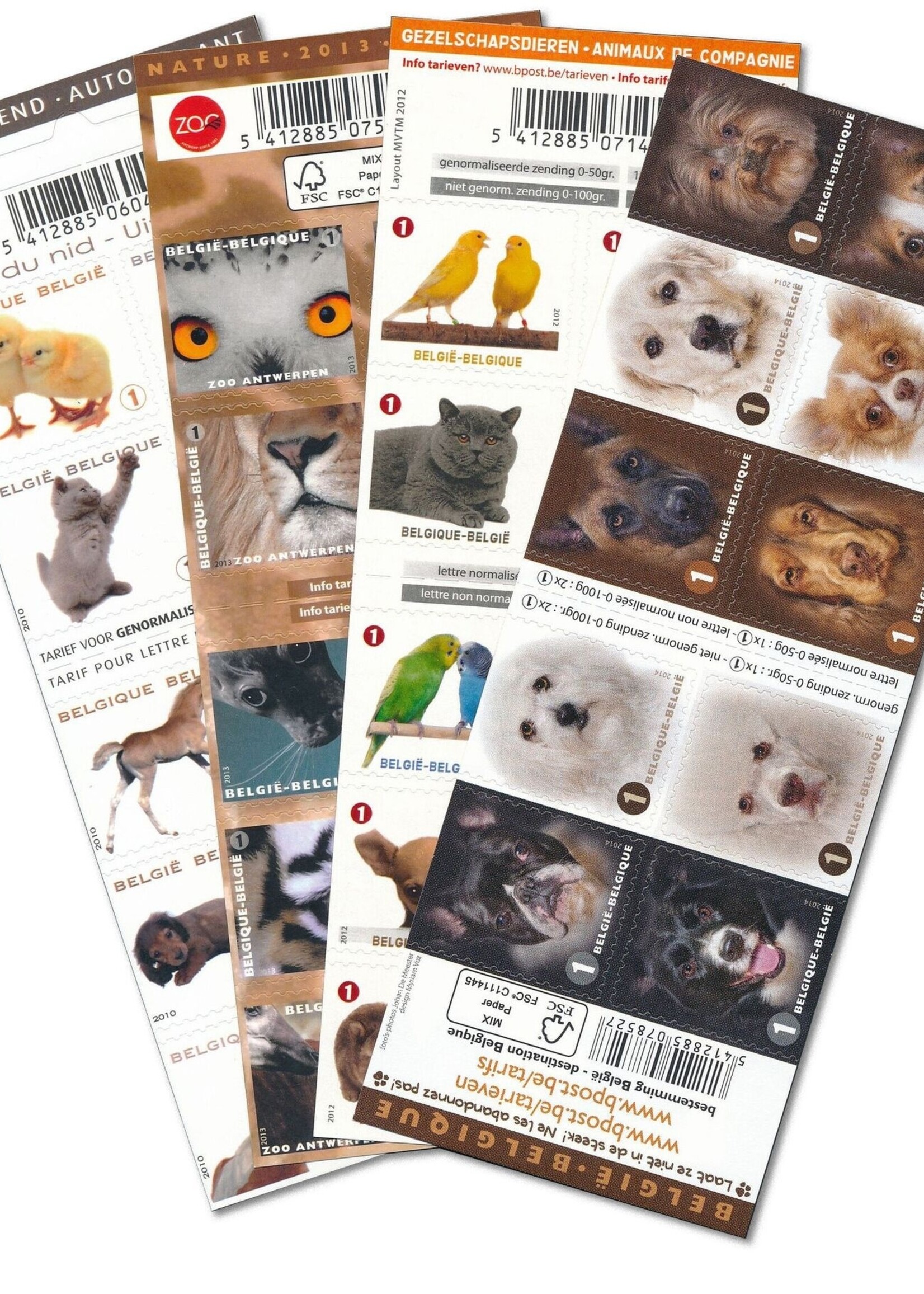 Thème Animaux 1 - Carnet de 10 timbres autocollants - Tarif 1, Belgique