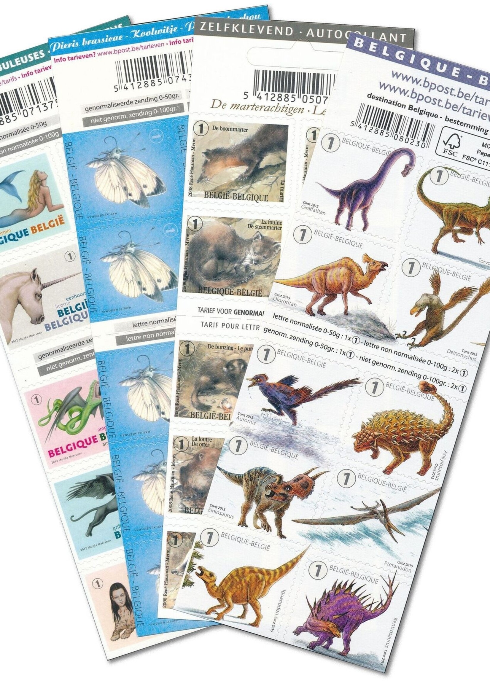 Thème Animaux 2 - Carnet de 10 timbres autocollants - Tarif 1, Belgique