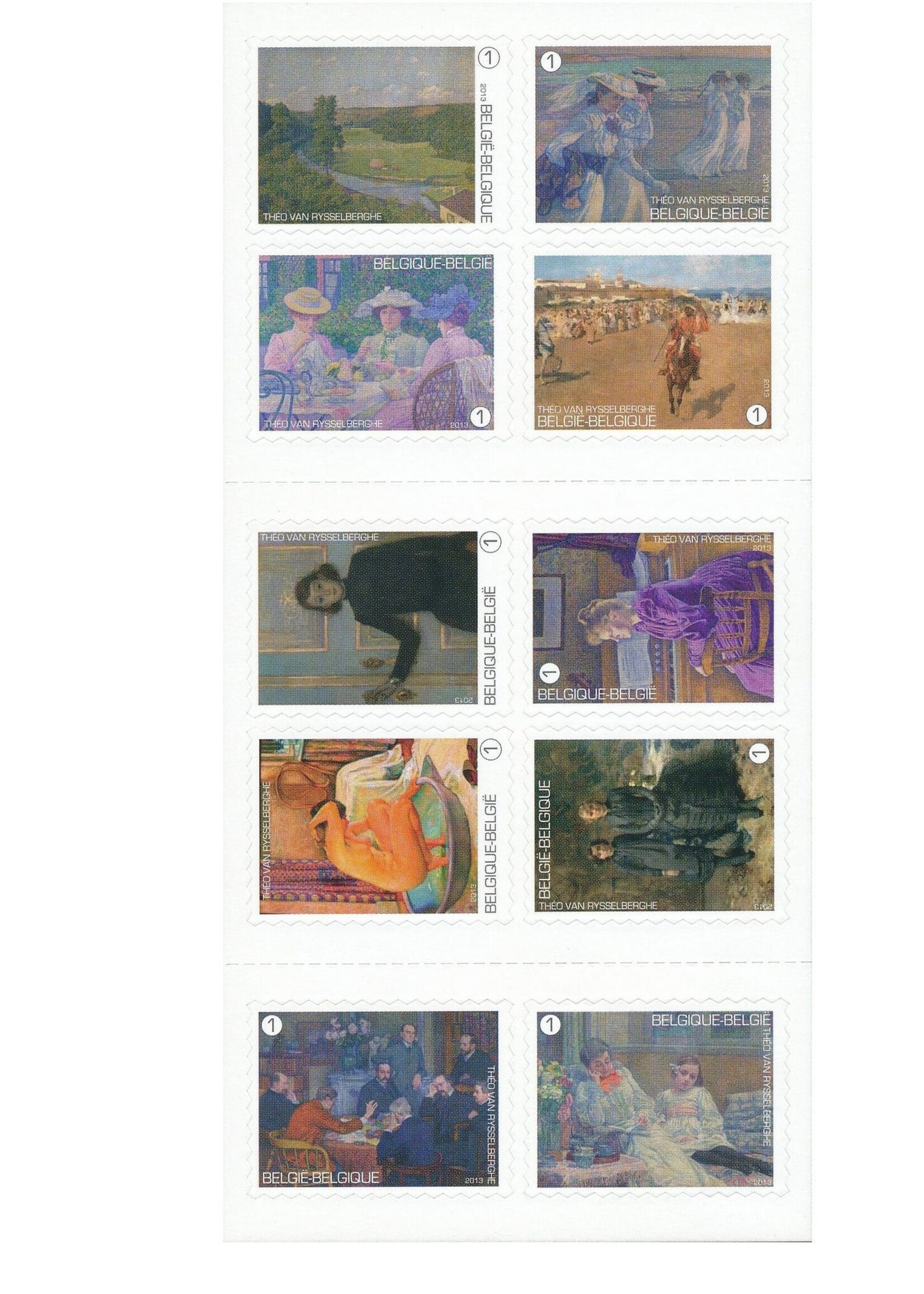 Thème d'Art - Carnet de 10 timbres autocollants - Tarif 1, Belgique