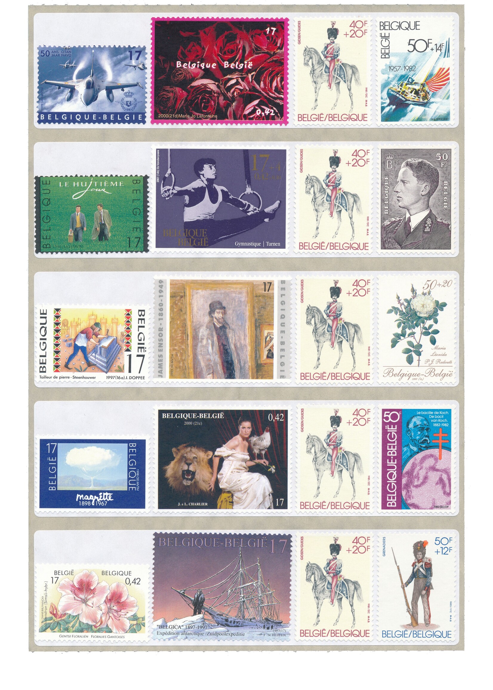Étiquettes postales (par 10) - Tarif 2, Belgique