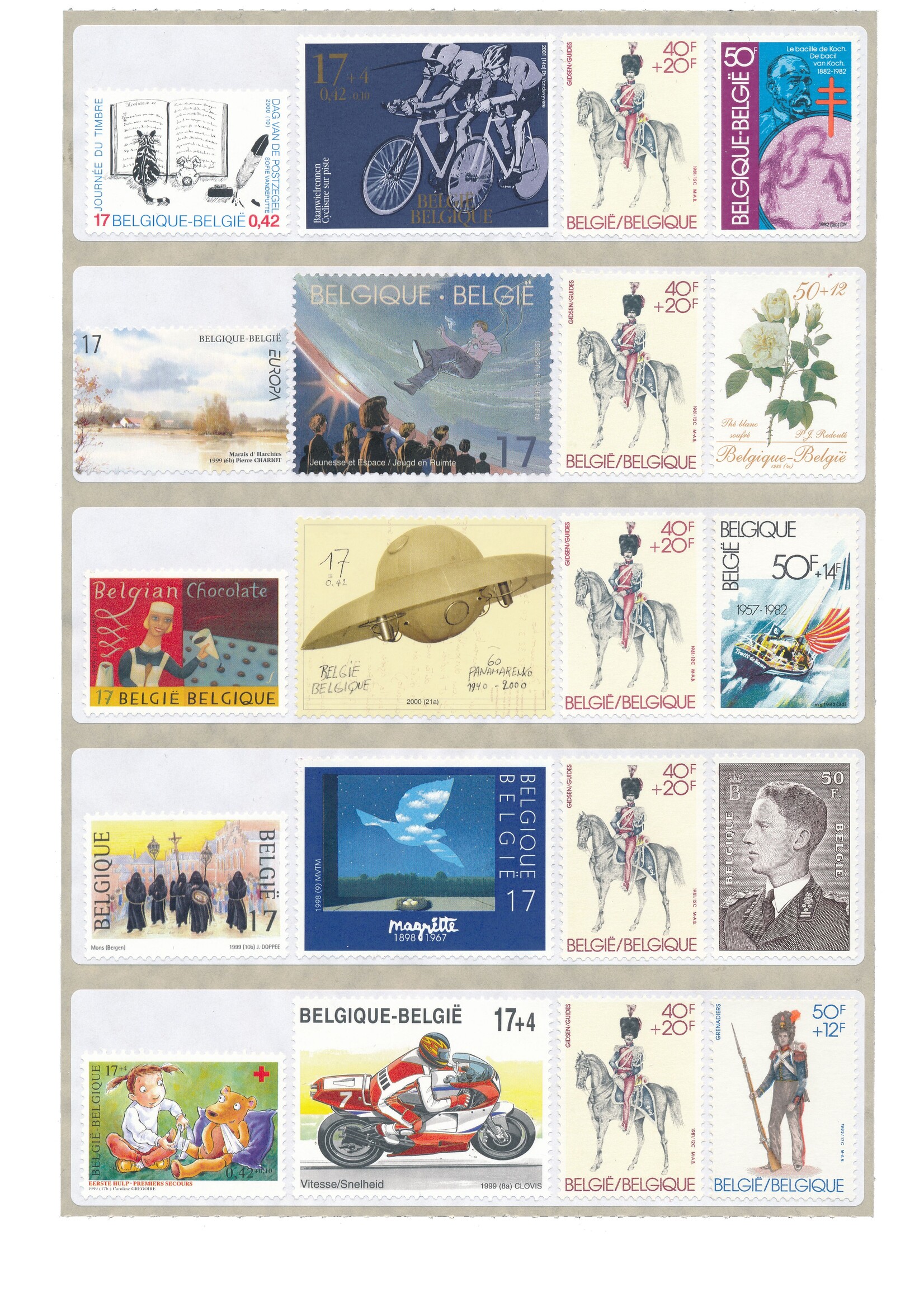 Étiquettes postales (par 10) - Tarif 2, Belgique