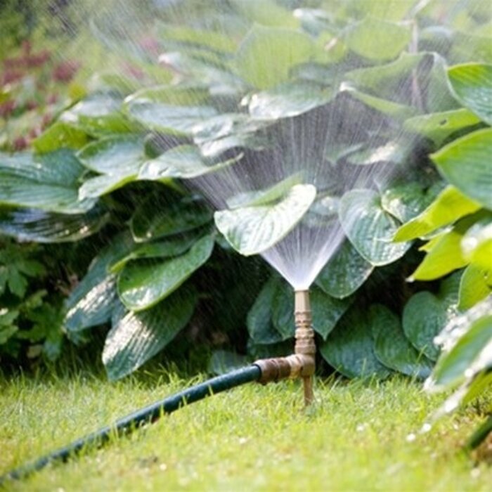 De Wiltfang Sproeiervoet grondpen - Messing - Laag