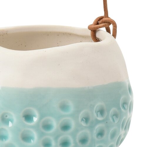 Burgon & Ball Baby Dotty Hangpot - Blauw/wit - Geglazuurd steen