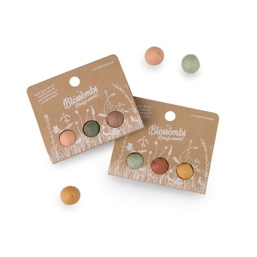 Blossombs Weggeefcadeautje - 3 zaadbommetjes - Wilde bloemzaden