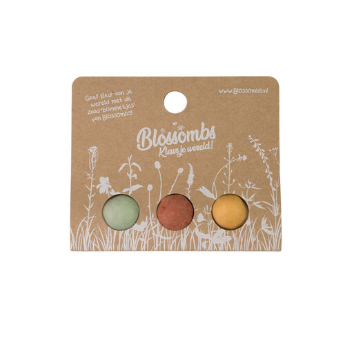 Blossombs Weggeefcadeautje - 3 zaadbommetjes - Wilde bloemzaden
