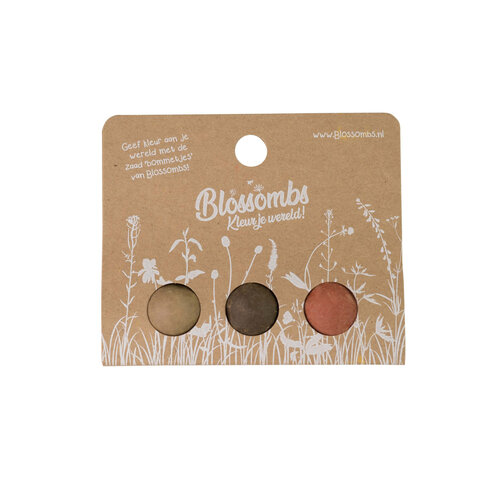 Blossombs Weggeefcadeautje - 3 zaadbommetjes - Wilde bloemzaden