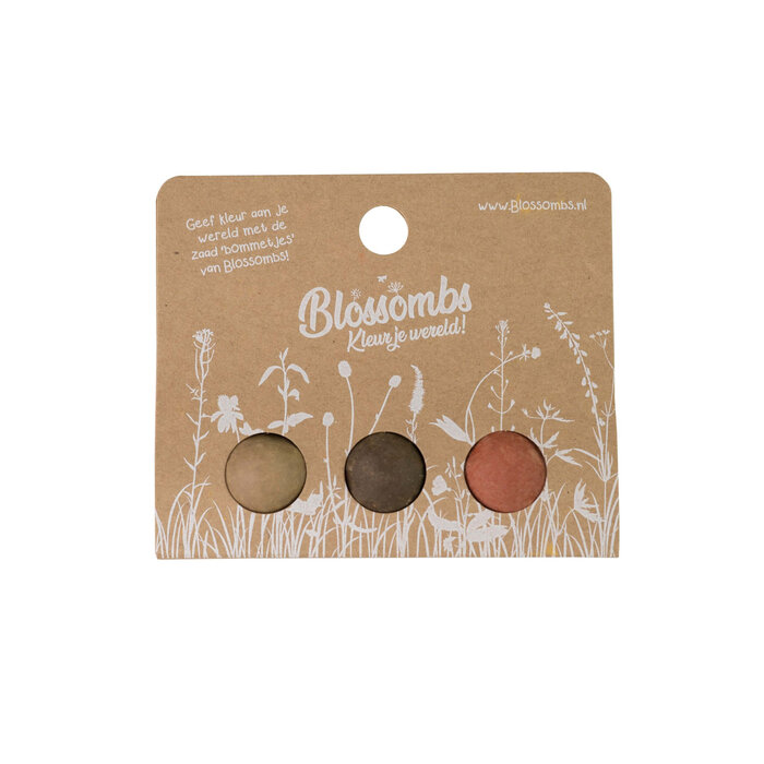 Blossombs Weggeefcadeautje - 3 zaadbommetjes - Wilde bloemzaden