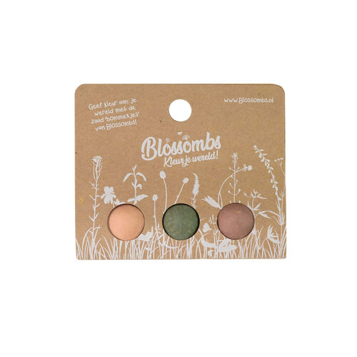 Blossombs Weggeefcadeautje - 3 zaadbommetjes - Wilde bloemzaden