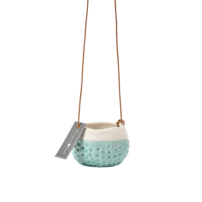 Burgon & Ball Baby Dotty Hangpot - Blauw/wit - Geglazuurd steen