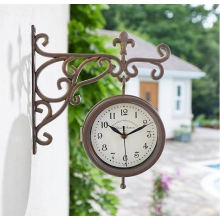 Smart Garden Products York Tuinklok - Bruin/wit - 2 in 1 - 28,5 cm