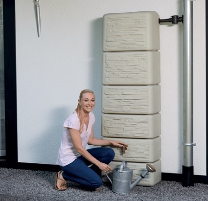 4Rain Slim Stone Decor regenton - 350 liter beige - UV-bestendig
