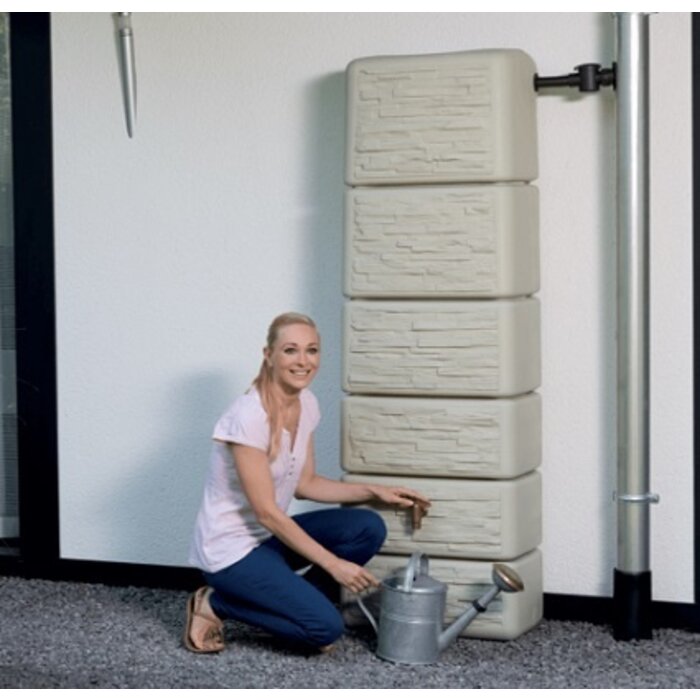 4Rain Slim Stone Decor regenton - 350 liter beige - UV-bestendig