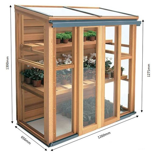 De Wiltfang Red cedar minikas - Staand - 128 x 74,5 x 139 cm