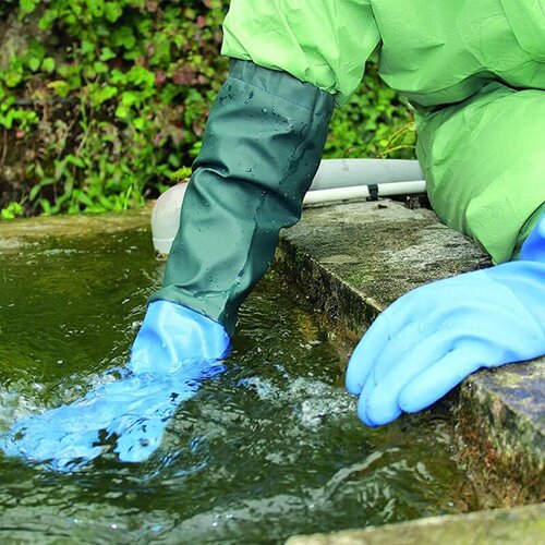 Rostaing Vijverhandschoenen Blauw - 60 cm - PVC en katoen