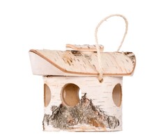 Meuwissen Agro Vogelvoederhuisje Berk - 6 invliegopeningen - Handgemaakt in Letland