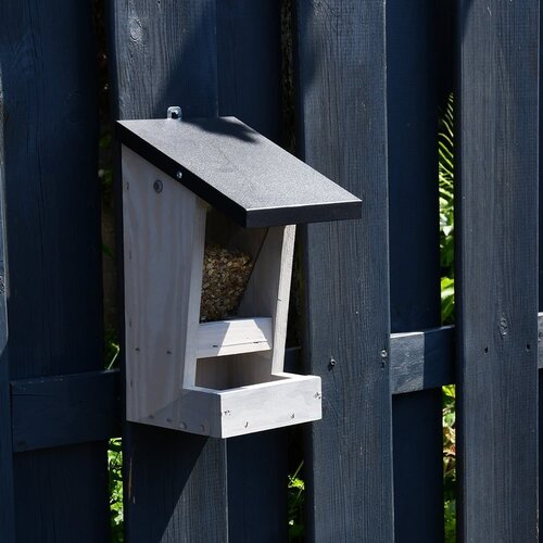 Patkar Vogelvoederhuisje Brest - Grenenhout - Metalen dak - Plexiglas voor voer