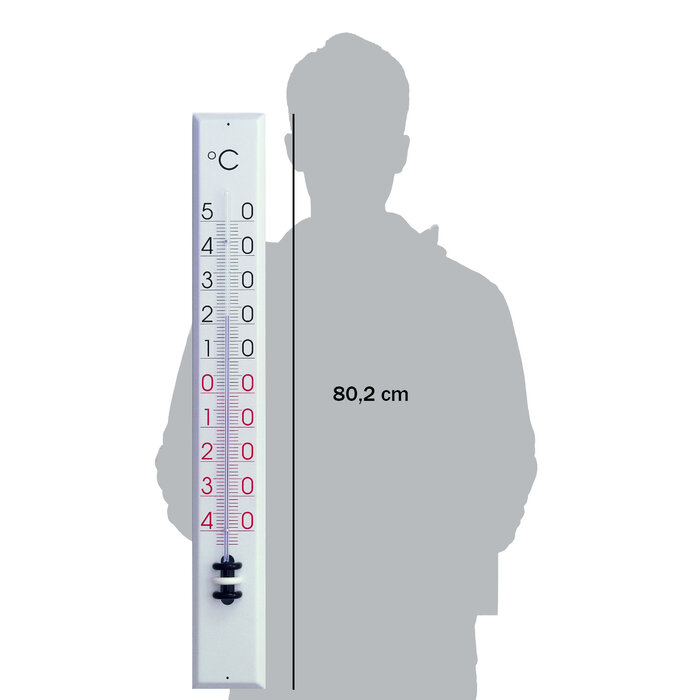 TFA Dostmann Grote buitenthermometer - 80 cm - Metaal wit - Geen kwik