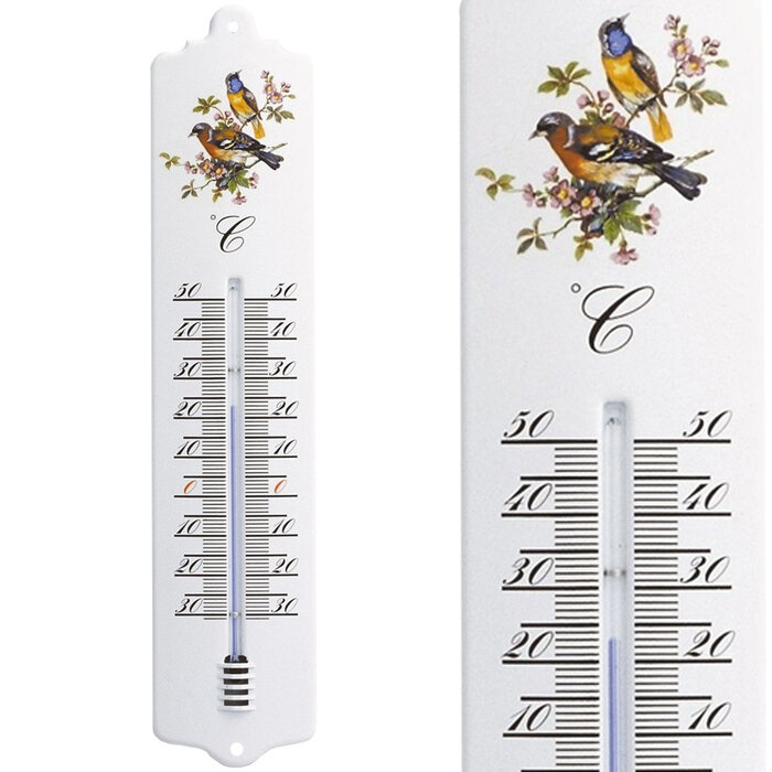 TFA Dostmann Metalen thermometer - 32,5 cm - Vogelmotief