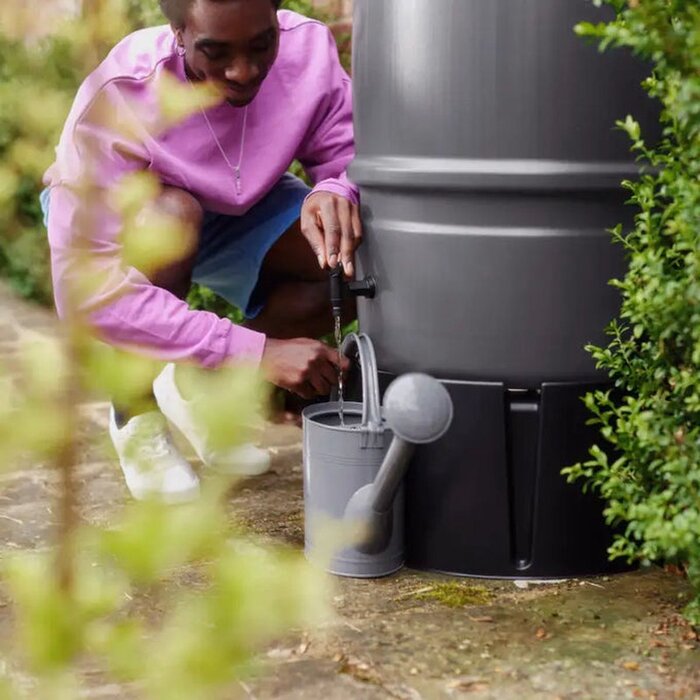 Harcostar Regenton antraciet - 227 liter - Inclusief deksel en kraantje