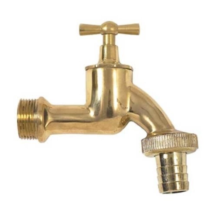 4Rain Slim wandtank regenton - 650 liter beige - Messing tapkraan