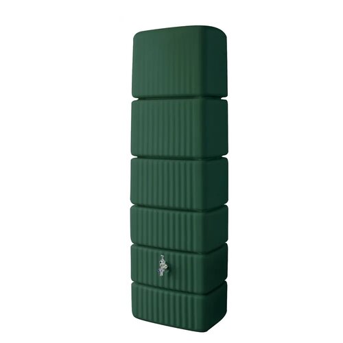 4Rain Slim wandtank regenton - 350 liter groen - Chromen tapkraan
